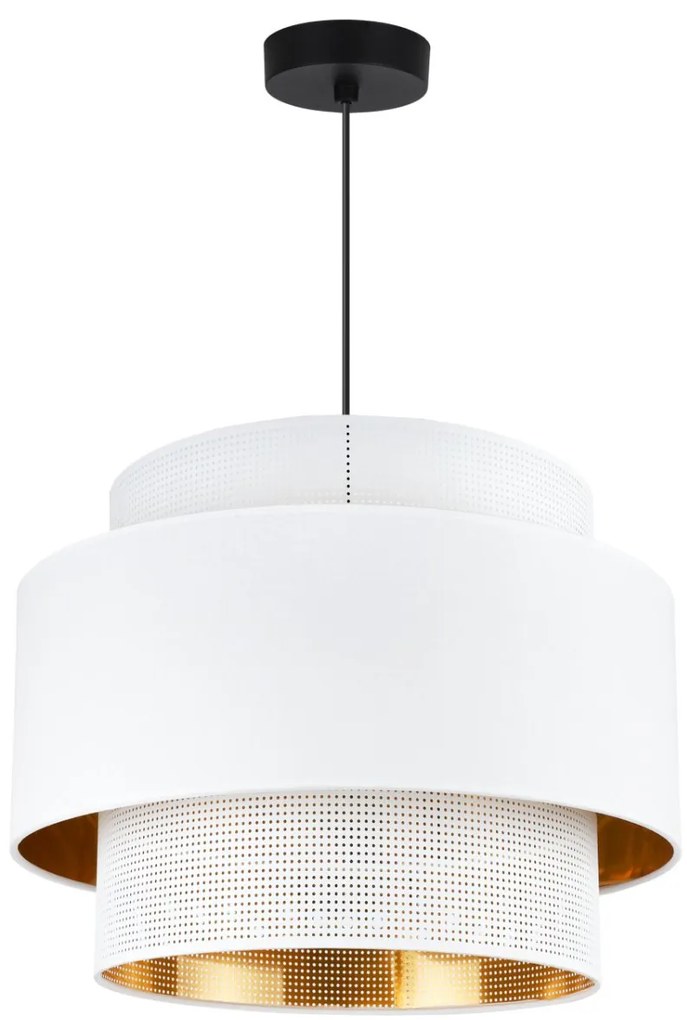 Závesné svietidlo Asti, 1x PVC/biele textilné tienidlo, (fi 40cm), g/c, b
