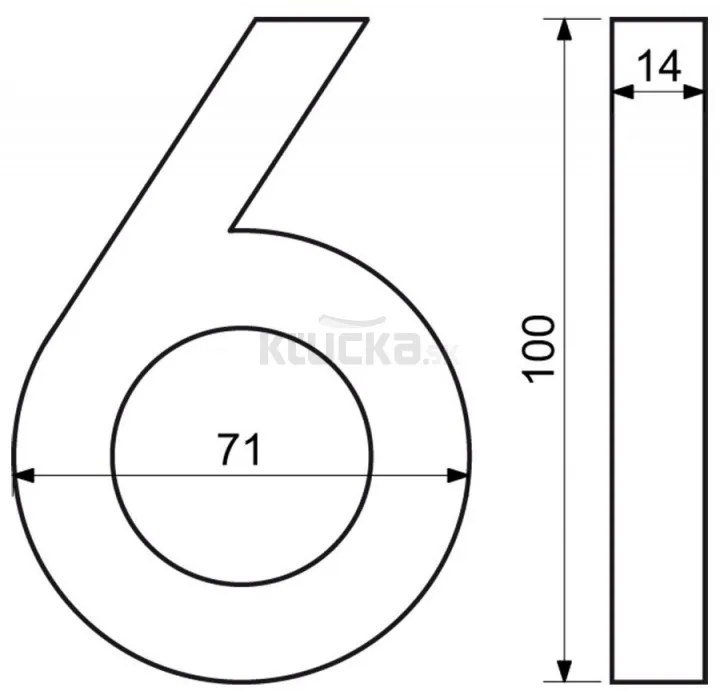 RN.100LV.6.AL.AM.3D číslo "6" antracit