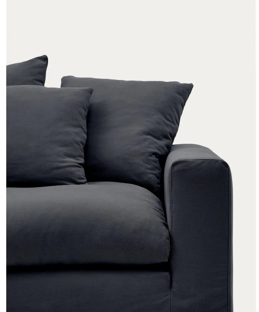 Antracitová ľanová pohovka 340 cm Nora – Kave Home