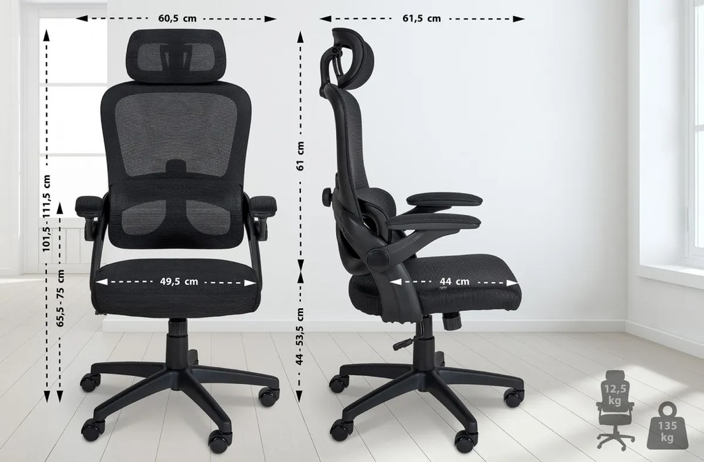 Design-Shop Kancelárska stolička Garston - Čierna