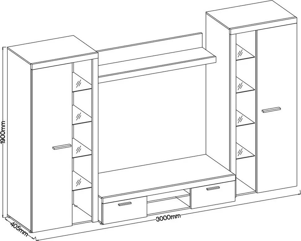 Obývacia stena Flamenco XL, dub sonoma