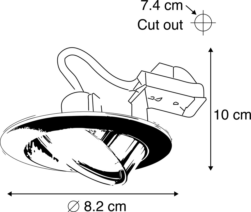 Sada 6 moderných zapustených bodových svetiel biela naklápacia GU10 50mm - Edu