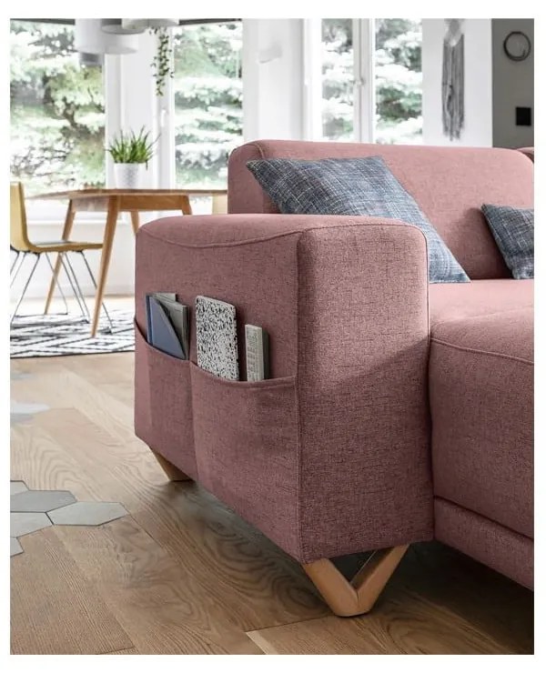 Ružová rozkladacia/s úložným priestorom rohová pohovka (pravý roh/do tvaru "U") Classy Sophie – Miuform