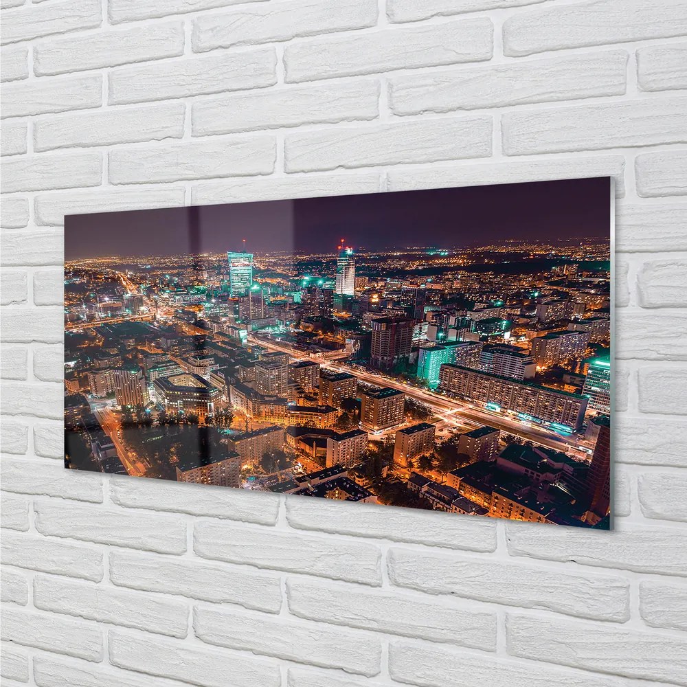 Obraz na akrylátovom skle Varšava mesto nočné panorama 125x50 cm