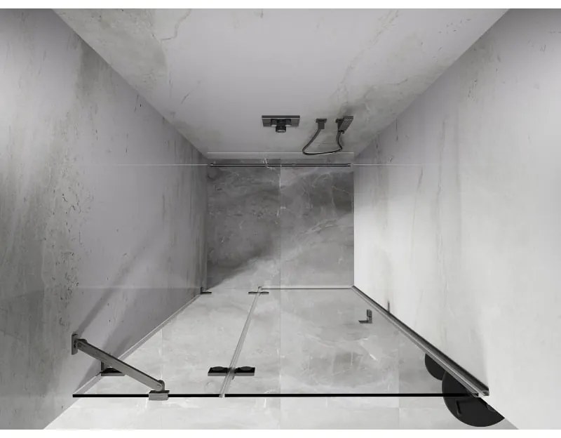 Mexen, Mexen Lunar výklopné sprchové dvere ľavé 85 cm, transparentné, brúsený nikel - 834-085-000-97-00-L