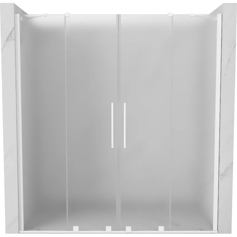 Mexen Velar Duo, posuvné sprchové dvere do otvoru 180 cm, 8mm sklo námraza, biela matná, 871-180-000-32-20