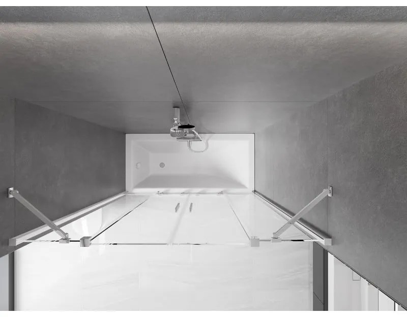 Mexen Velar Duo, 2-krídlová posuvná vaňová zástena 160 x 150 cm, 8mm číre sklo, chrómový profil, 896-160-000-02-01