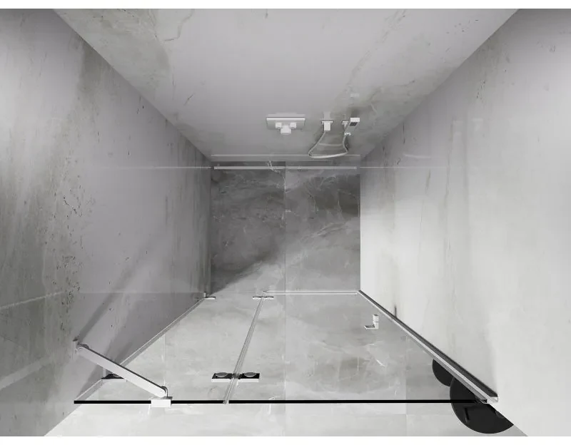 Mexen, Mexen Lunar ľavé otočné sprchové dvere 75 cm, transparentné, biele - 834-075-000-20-00-L