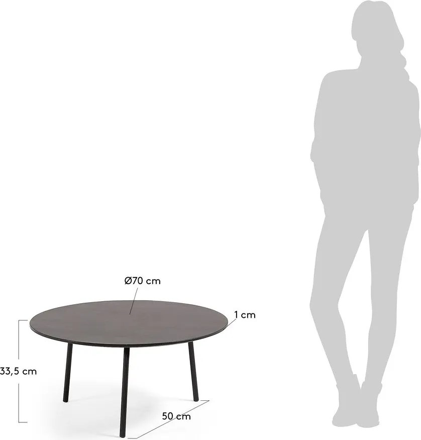 Čierny konferenčný stôl Kave Home Ulrich, ⌀ 70 cm