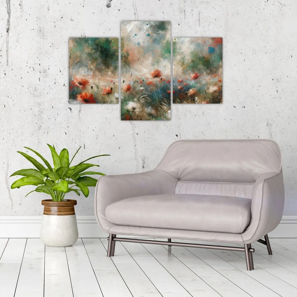 Obraz – Abstrakcia poľa s makmi (90x60 cm)