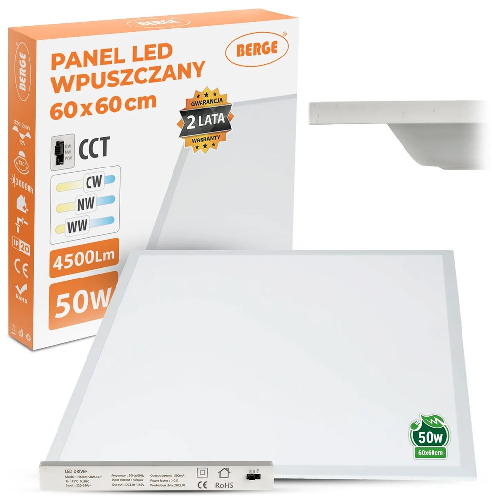 BERGE LED panel 60x60 50W CCT zapustený