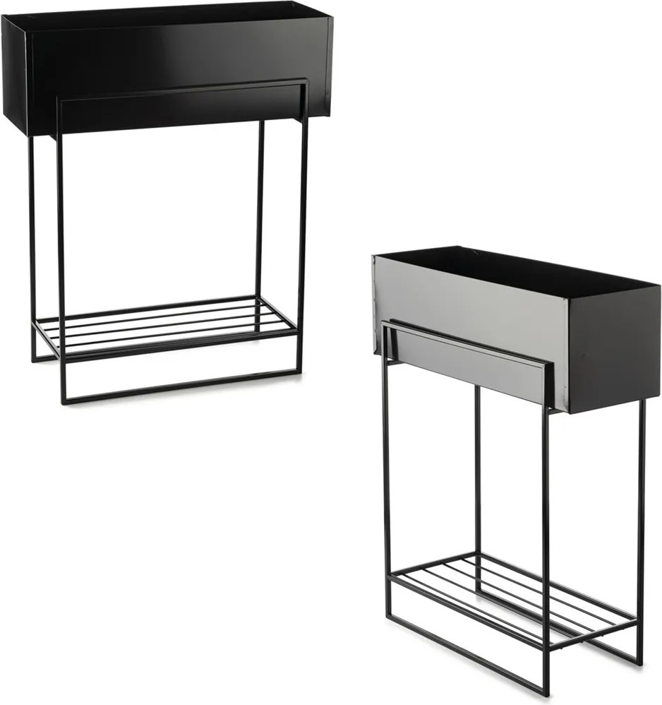KOVOVÝ KVETINÁČ SO STOJANOM RECT 72X23X60 CM ČIERNA