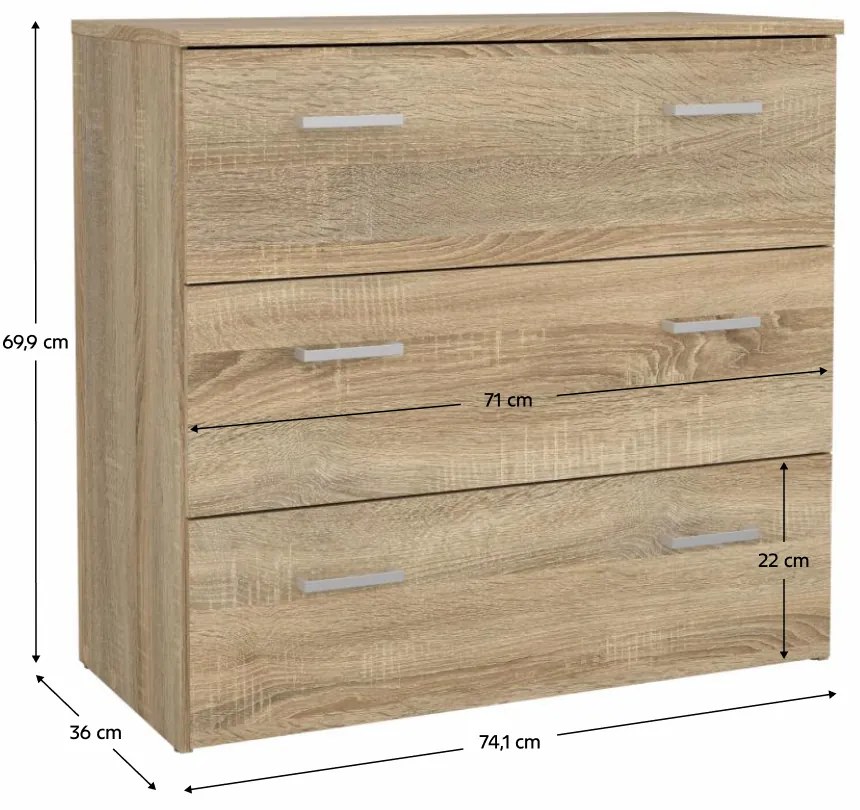 Komoda GARBO 3, dub Sonoma