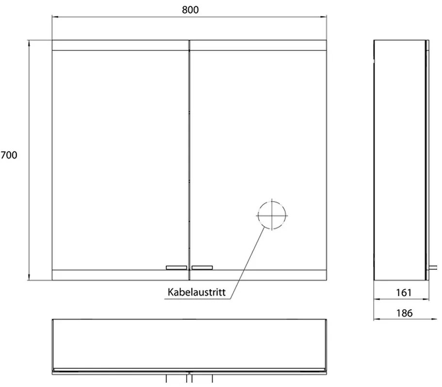 Emco Evo - Osvetlená nástenná zrkadlová skrinka LED 800 mm, zrkadlová 939708004