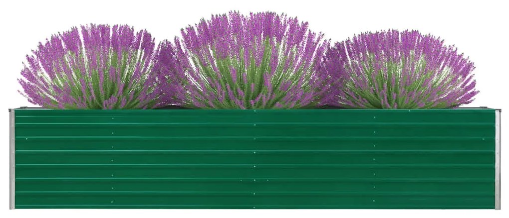 vidaXL Vyvýšený záhradný záhon, pozinkovaná oceľ 320x40x45 cm, zelený