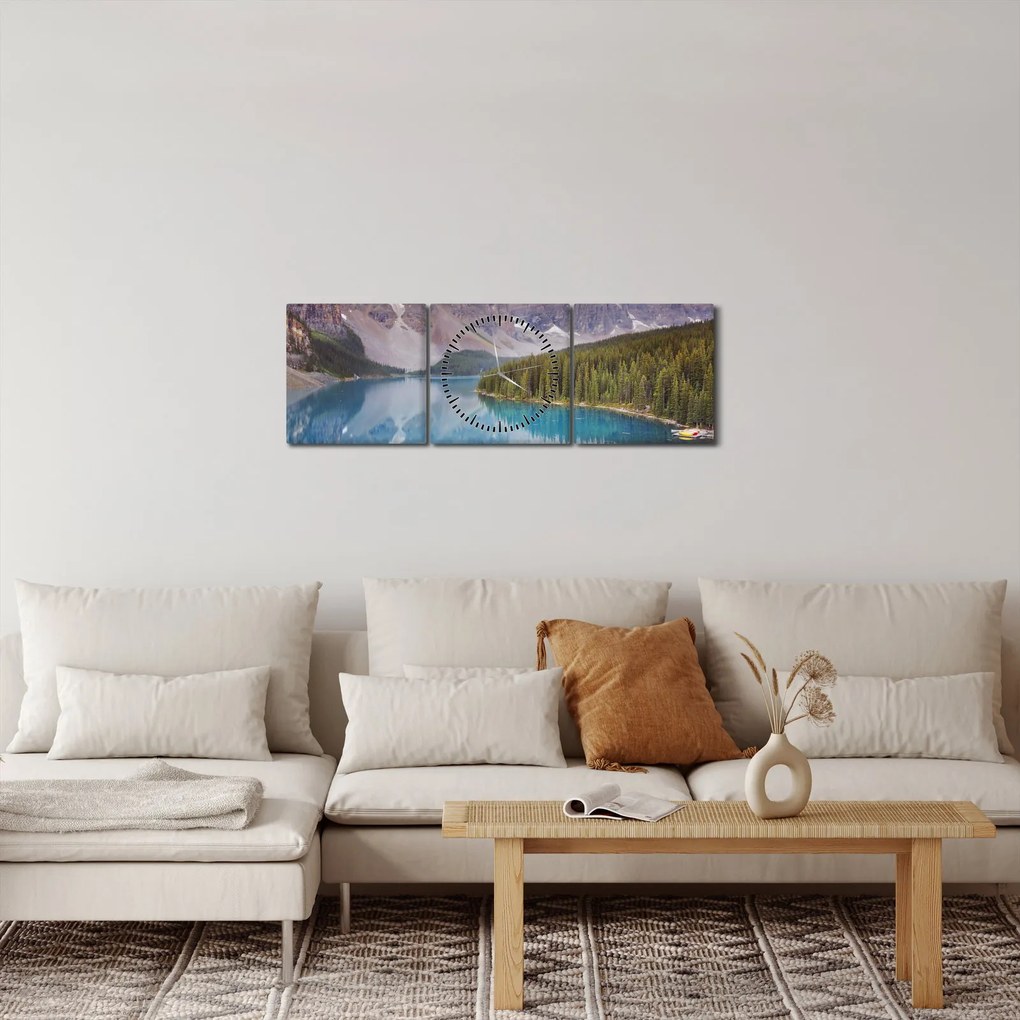 Obraz - Horská kanadská krajina (s hodinami) (90x30 cm)
