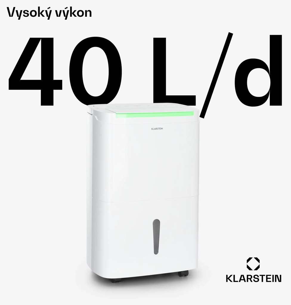 Klarstein DryFy Connect 40 Smart, Odvlhčovač vzduchu, WiFi, Kompresný, 40l/d, 35-45m², Biela