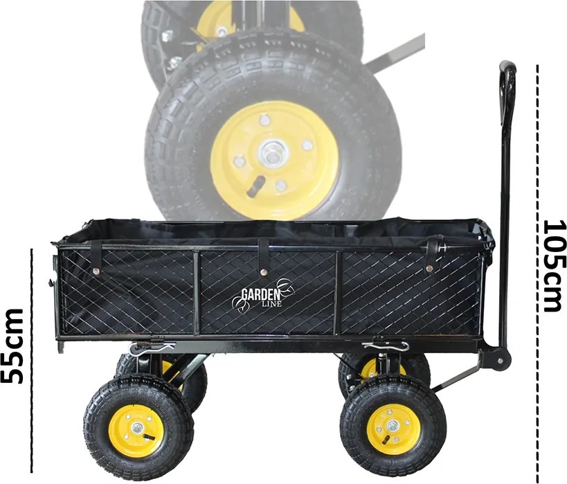 CH Čierny záhradný vozík s odnímateľnými bočnicami Loca M