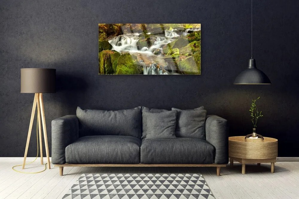 Skleneny obraz Vodopád skaly príroda 100x50 cm