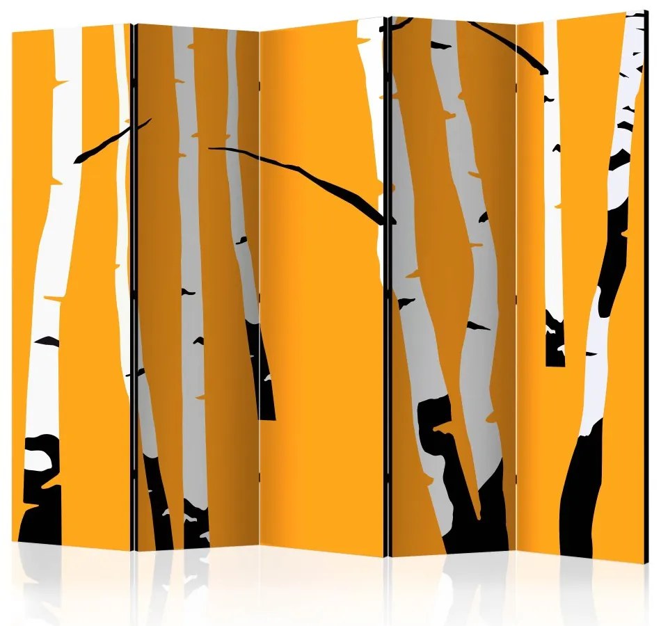 Artgeist Paraván - Birches on the orange background [Room Dividers]