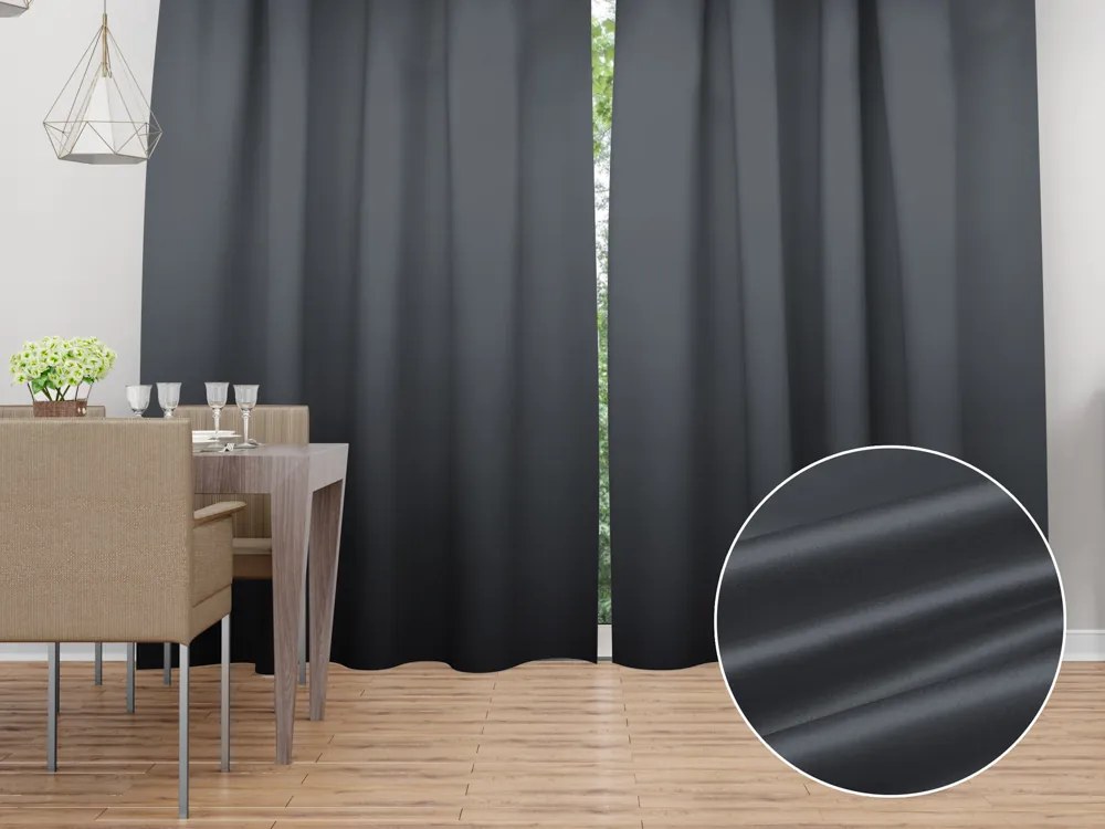 Biante Saténový záves LUX-049 Antracitovo sivý 140x220 cm