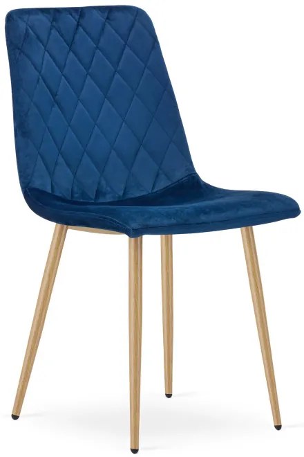 Set dvoch jedálenských stoličiek TURIN zamatový tmavomodrý (naturálne nohy) 2 ks