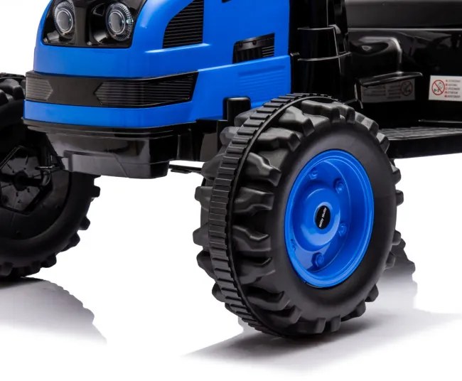 Elektrický traktor s prívesom Farmer modrý