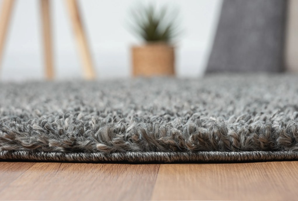 Kusový koberec My Shaggy grau kruh, 150x150 (priemer) kruh, šedá, chodba / predsieň, My Flair