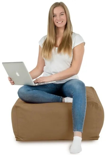 Plyšová taburetka béžová