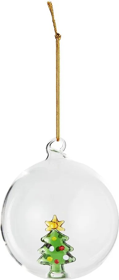 HANG ON Sklenená guľa stromček 9 cm - číra