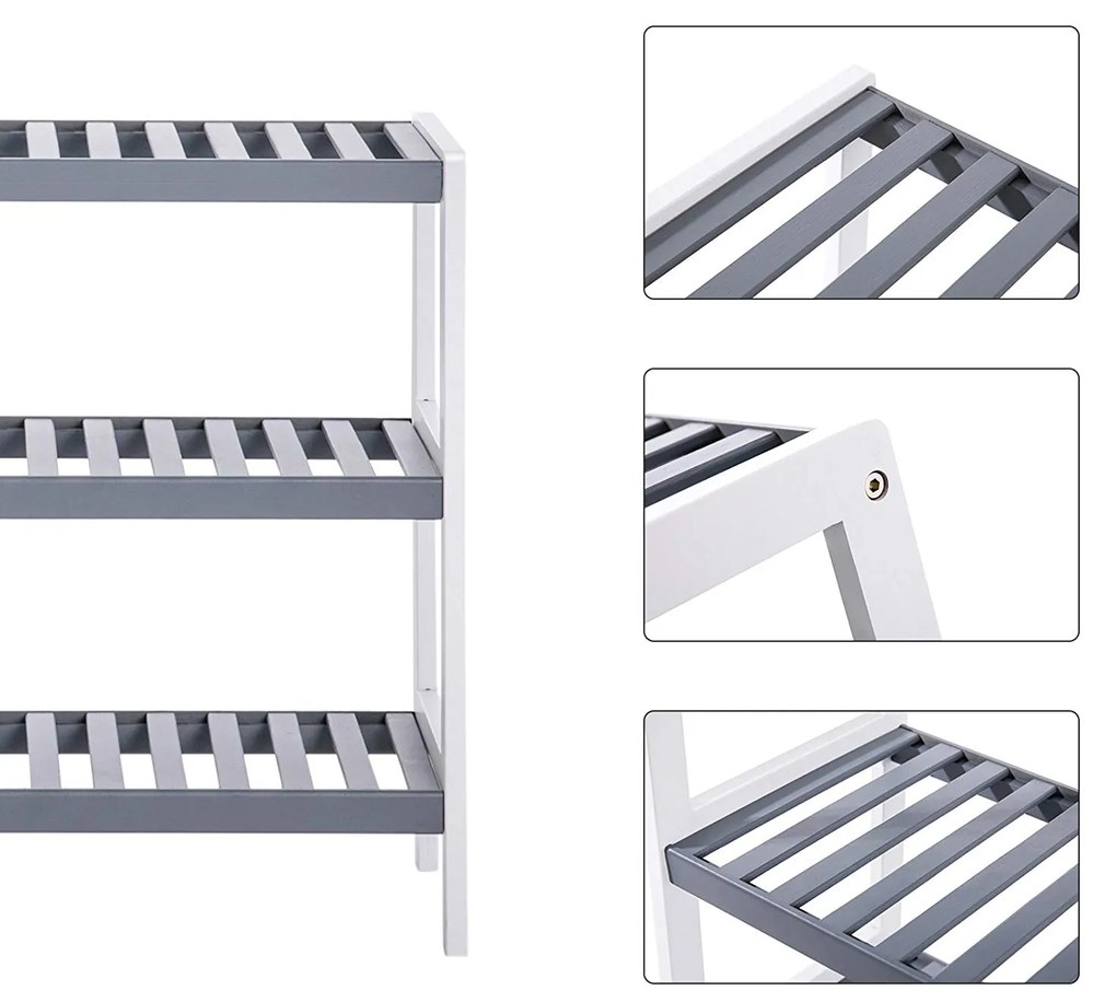 Praktický regál SKU Brycen šedo-biely