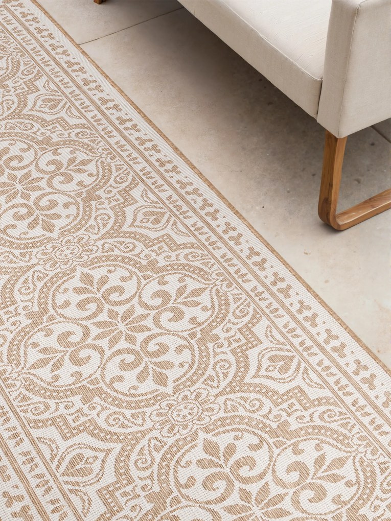 NORTHRUGS, Koberec behúň Duet Rosel 106252 Beige/White - na von aj na doma, 80x250, béžová, chodba / predsieň