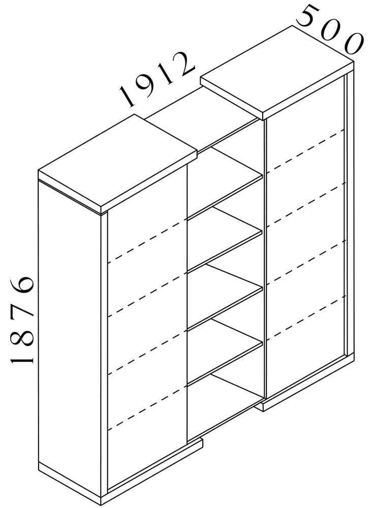 Vysoká skriňa Lineart 191,2 x 50 x 187,6 cm, brest svetlý / biela