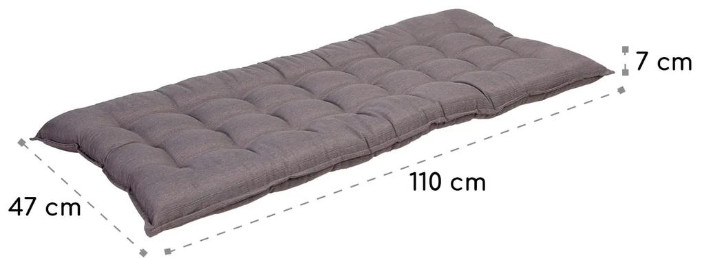 Naxos, podložka na lavicu, čalúnená podložka, penová výplň, štruktúrovaný polyester, 110 × 7 × 47 cm