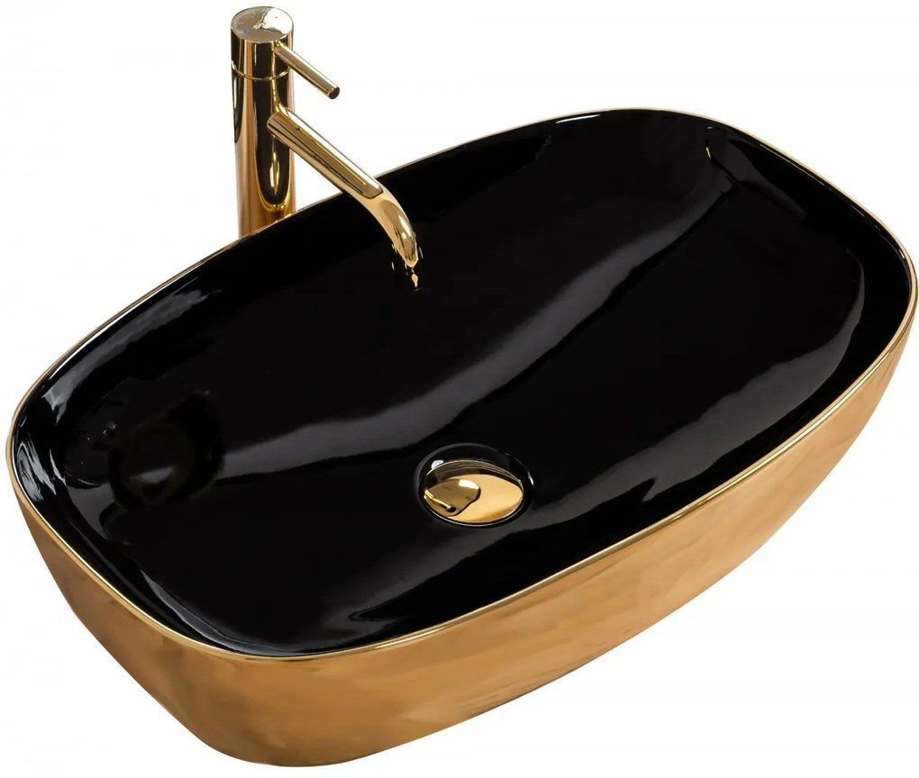 Keramické umývadlo Rea - čierna so zlatou