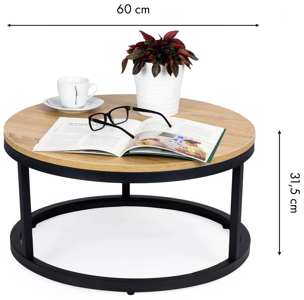 Moderný industriálny konferenčný stolík v podkroví, 60 cm