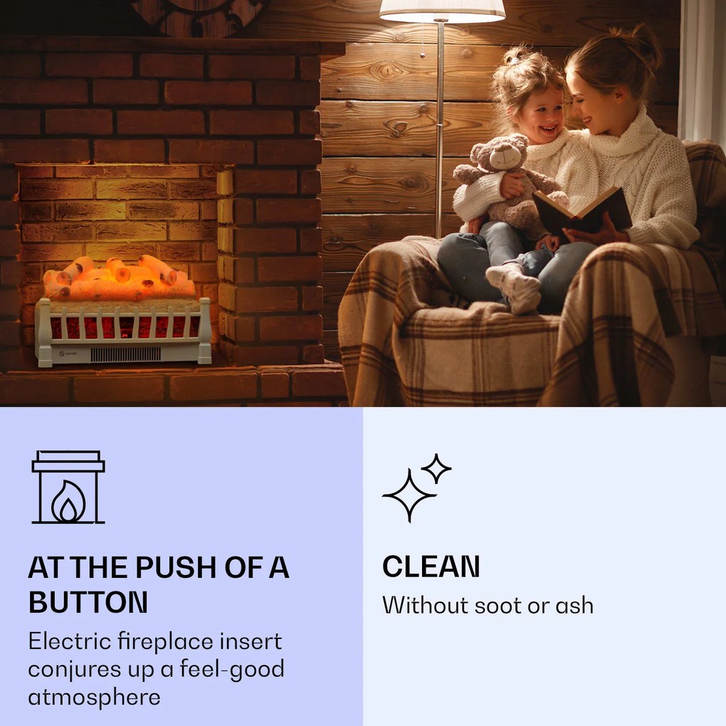 Klarstein Kamini FXL 2G, elektrický krb, krbová vložka, 1800 W, 3D LED ilúzia plameňa