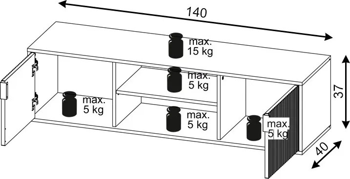 TV stolek Flinn 140 cm bílý/zlatý