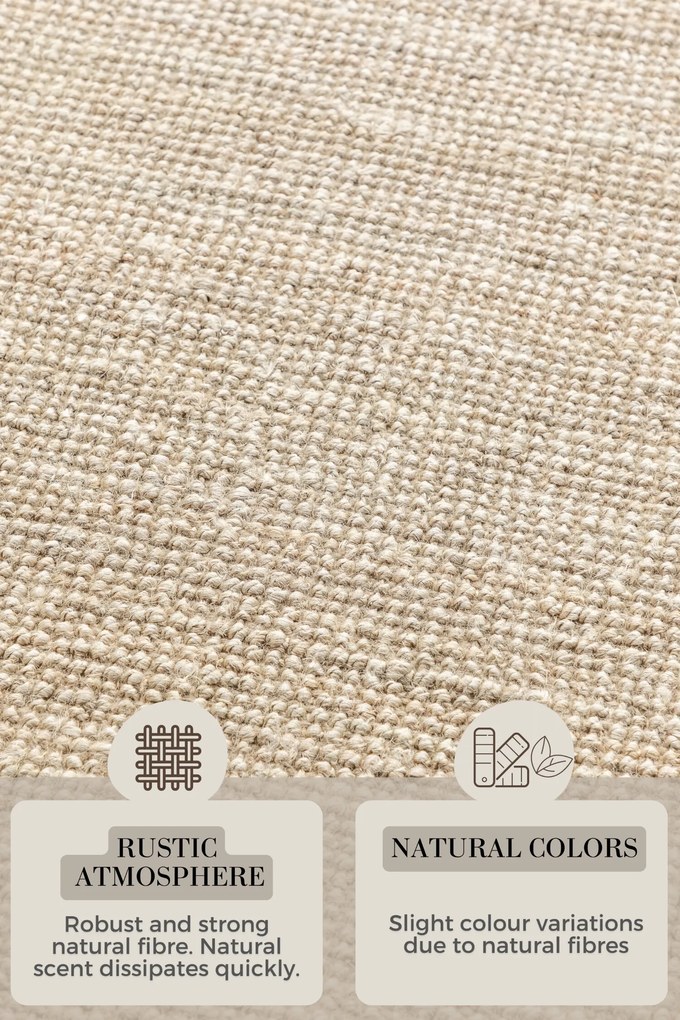 Hanse Home, Behúň Bouclé Jute 105973 Ivory White, 80x200, béžová, chodba / predsieň