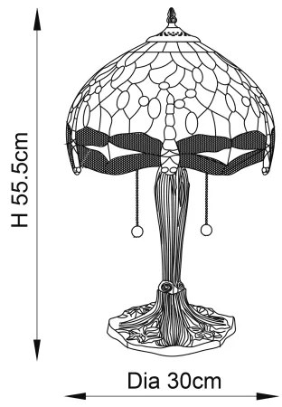 Endon 64086 - Stolná lampa Tiffany DRAGONFLY 2xE27/60W/230V priemer 30 cm