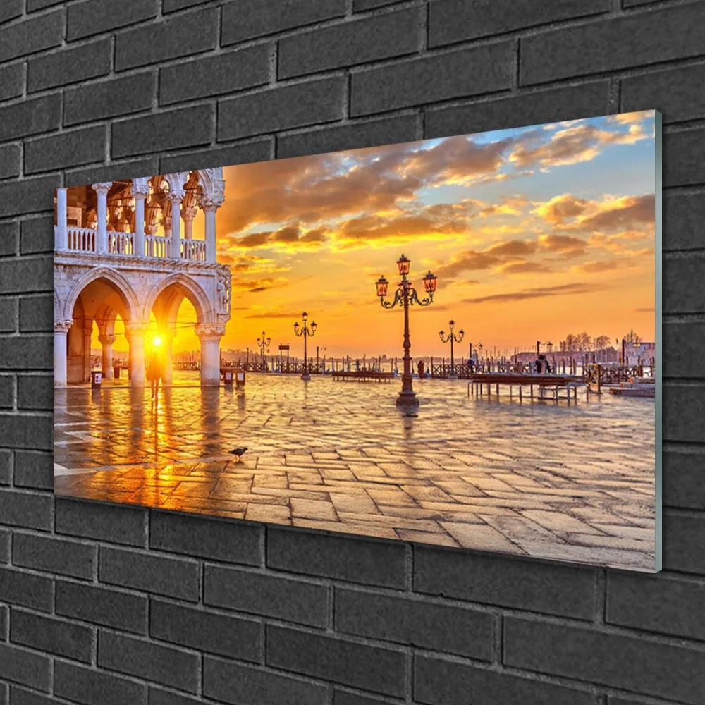 Obraz na skle Park slnko architektúra 100x50 cm