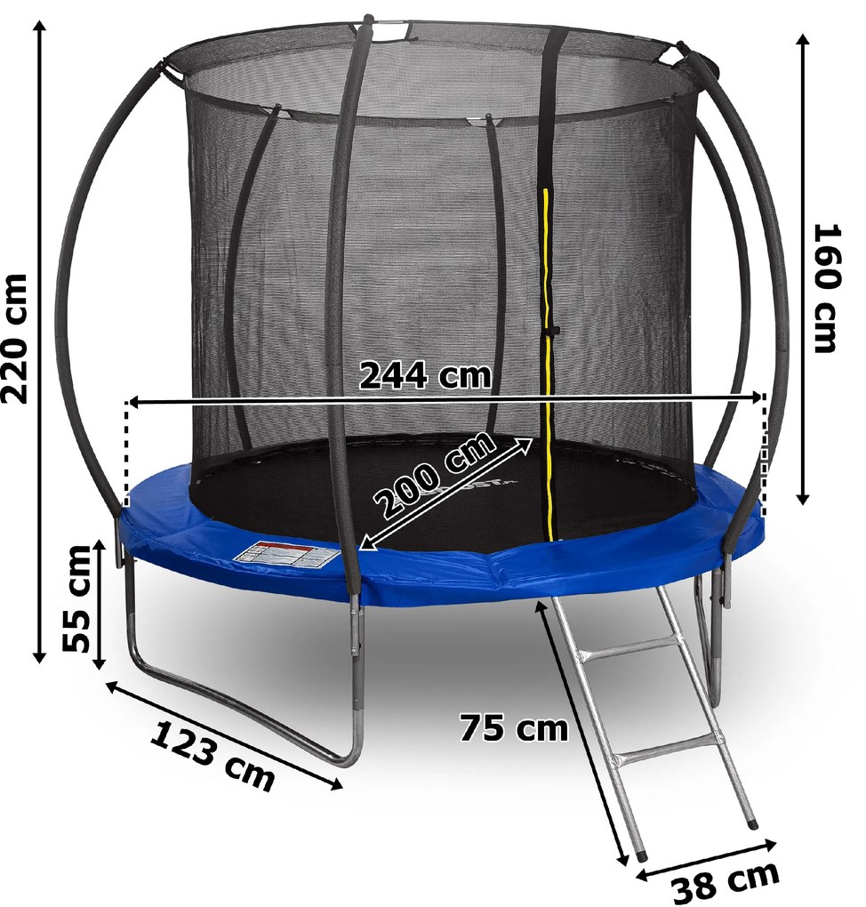 Trampolína HENZEN so sieťou a rebríkom 244 cm modrá FT 8