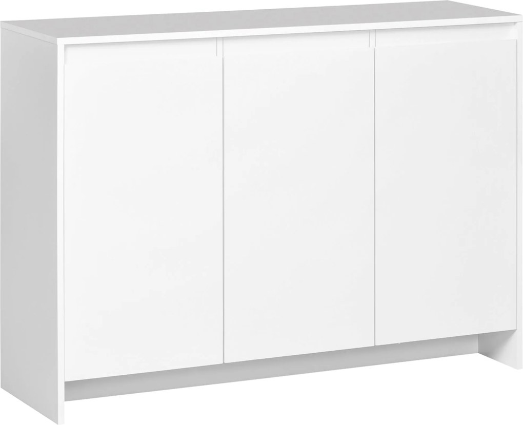 HOMCOM Moderný Kancelársky Bočný Stôl s 3 Dverami, Nastaviteľnými Poličkami a Tichým Zatváraním 120x35x85 cm Biela | Aosom