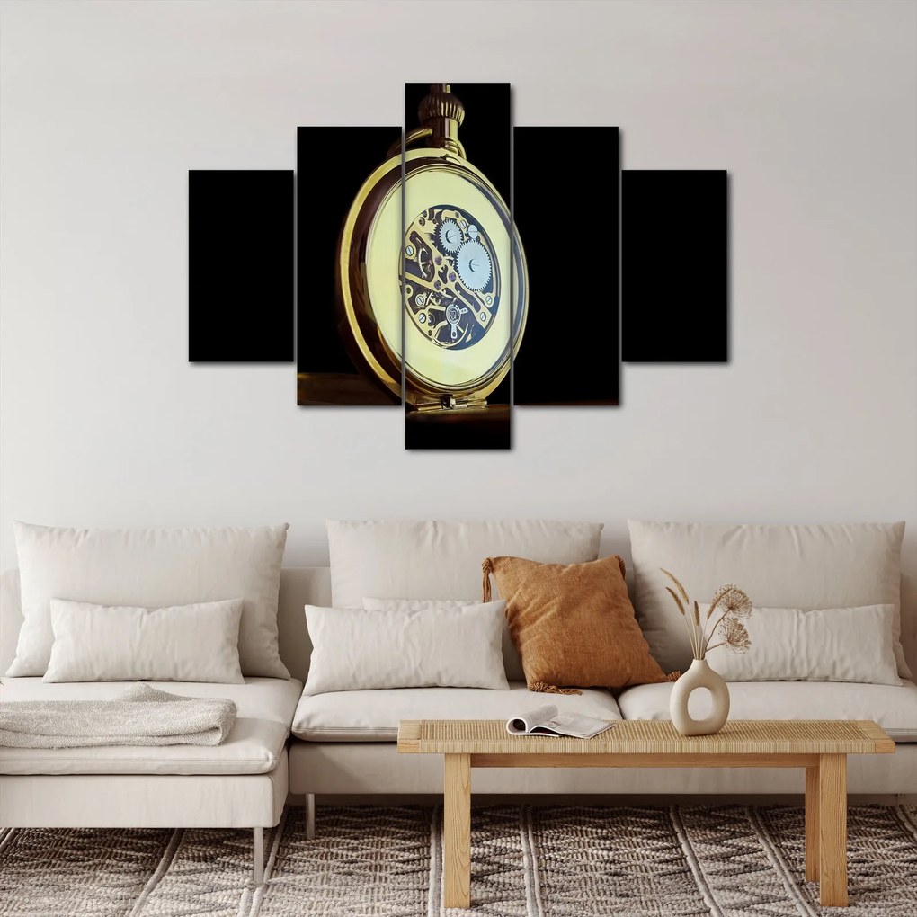 Obraz zlatých vreckových hodiniek (150x105 cm)