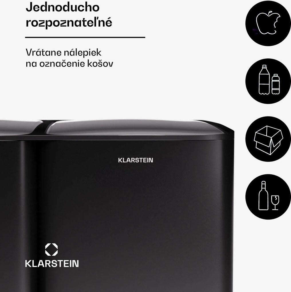 Klarstein Tiyo 3 v 1, kôš na odpadky, 60 litrov, vyberateľný kôš, s mäkkým zatváraním