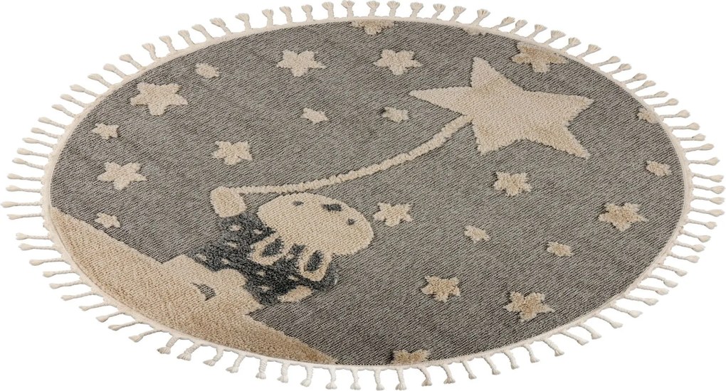 Obsession, AKCIA: 133x133 (průměr) kruh cm Detský kusový koberec My Fano 393 Rast kruh, šedá, detská izba