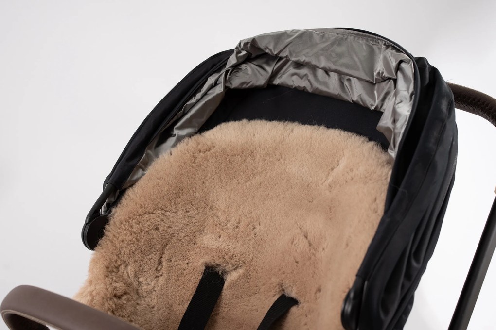 Podložka do kočíka z pravej kože béžová