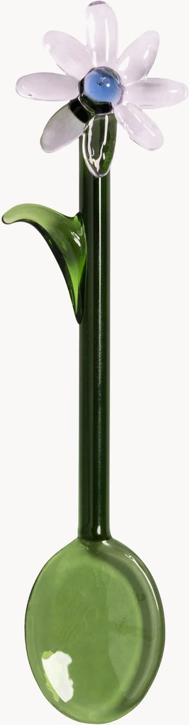 Ručne vyrobené lyžičky z borosilikátového skla Flora, 2 ks