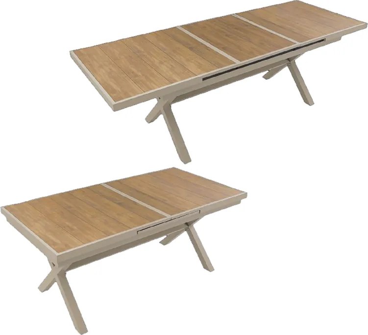 CH Béžový záhradný hliníkový rozkladací stôl Beno III 180/240