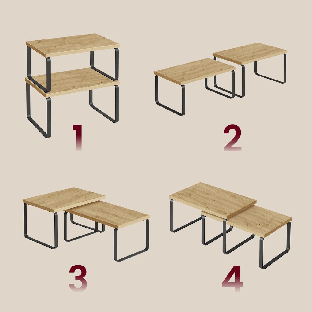 Sada 2 kuchynských poličiek MARZO, dub artisan/čierna